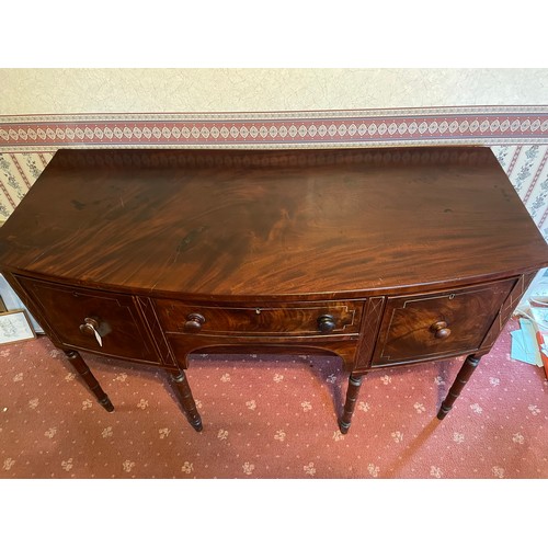 49 - A Georgian Cork inlaid mahogany Sideboard . Cuban mahogany with satinwood inlay and secret arched dr... 