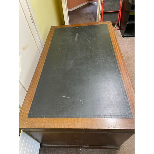 231 - Superb Victorian mahogany Doctors desk with brass handles, 3 drawers over 6, 5'L x 3'd x 30''h