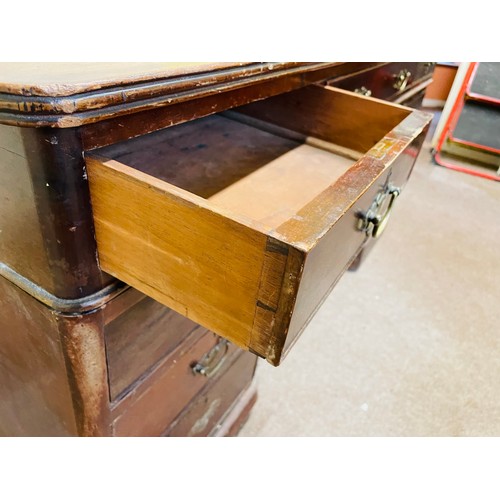 231 - Superb Victorian mahogany Doctors desk with brass handles, 3 drawers over 6, 5'L x 3'd x 30''h