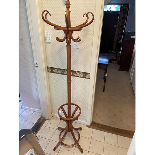 258 - Bent wood coat stand 6' tall