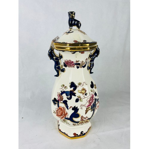 169 - Large Masons Ironstone vase with lid 16''h