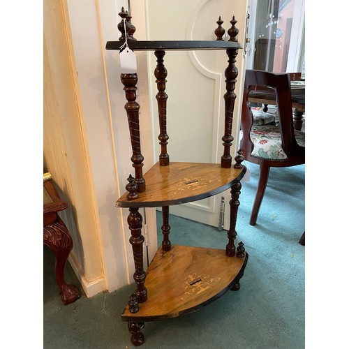 199 - A rosewood inlaid Georgian 3 tier whatnot 39''h