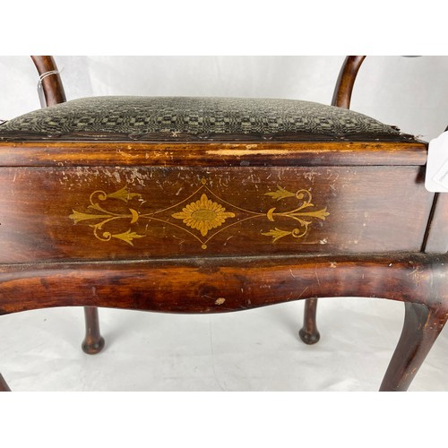 201 - Beautiful Victorian inlaid piano stool with storage under the seat 21''h