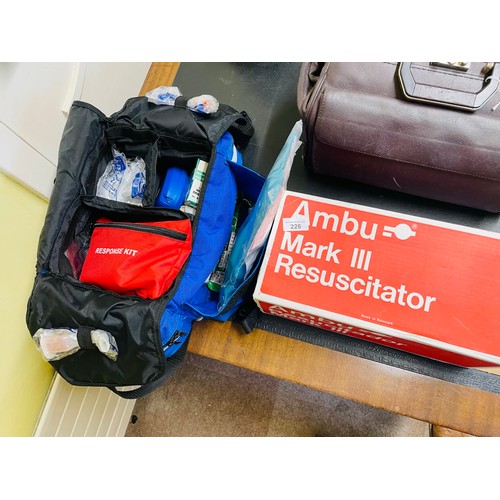 226 - Medical bag and contents and Ambu Mark 111 resuscitator (new)