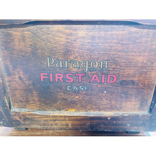 232 - Vintage Paragon oak first aid case complete with contents