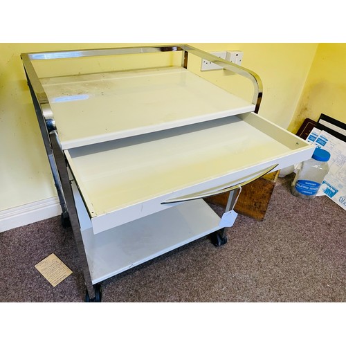 243 - Steel 3 drawer medical trolley 33''h x 25''w