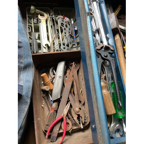 348 - Tin tool box and contents