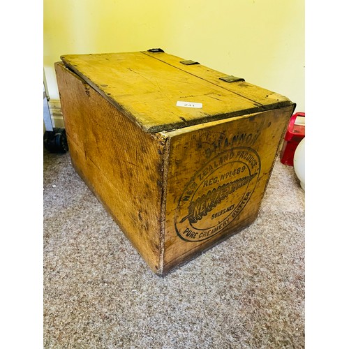 241 - Antique pine wooden butter box with leather straps 'SHANNON'