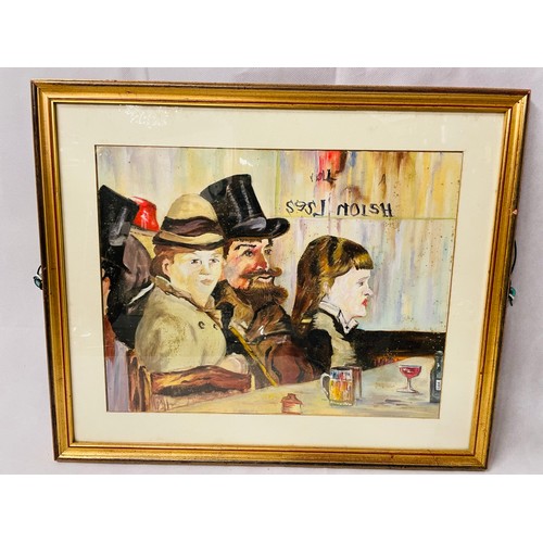 86 - Oil on canvas - after Toulouse Lautrec, 20'' x 24'' in a gilt frame