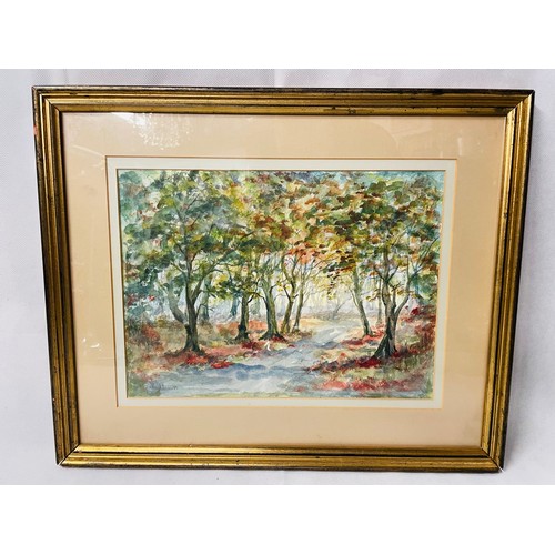 87 - Quality watercolour in a gilt frame of a woodland scene by Alex ... '89. 18'' x 21.5''