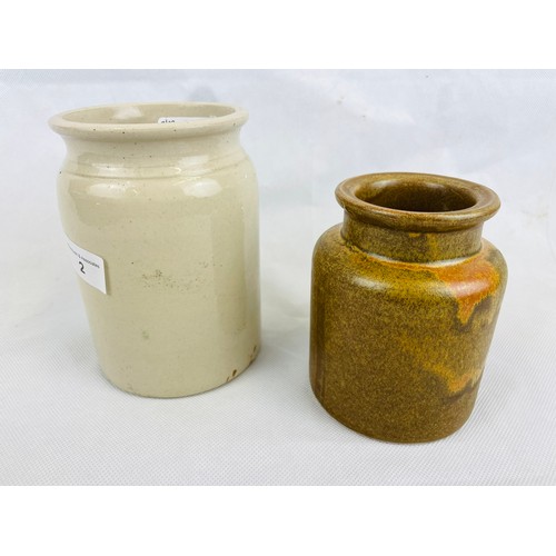 2 - 2 antique ceramic jam jars