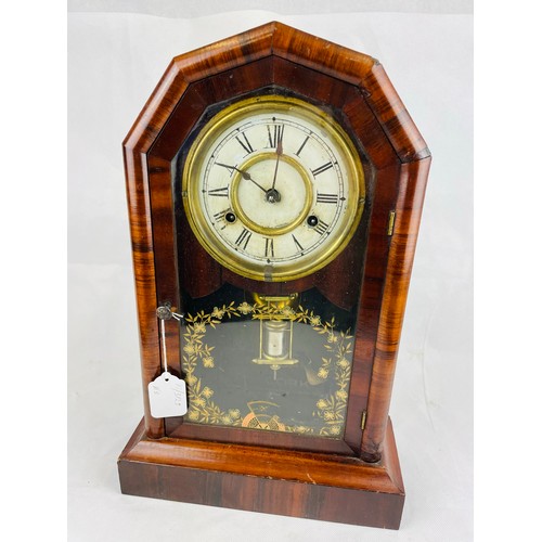 19 - 8 day mantel clock with original label for J Mangan Cork A.F.