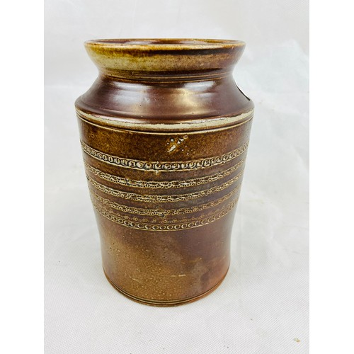 25 - Victorian brown crock with design