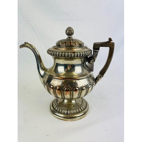 46 - Silver on copper Victorian ornate tea pot