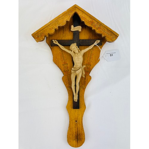 51 - Vintage French carved crucifix 16'' l