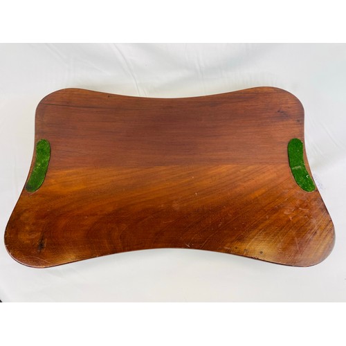 52 - Mahogany Victorian inlaid tray with with brass handles, 21'' x 14''