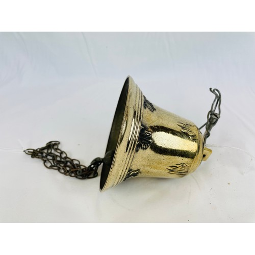 68 - Old brass calling bell with ball and chain