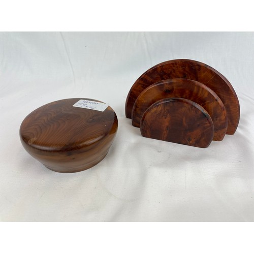 79 - Walnut letter holder and a burr walnut paper weight