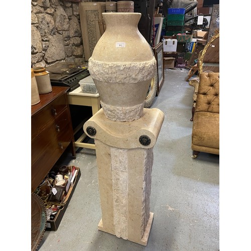 91 - Marble & Stone pedestal and large matching vase