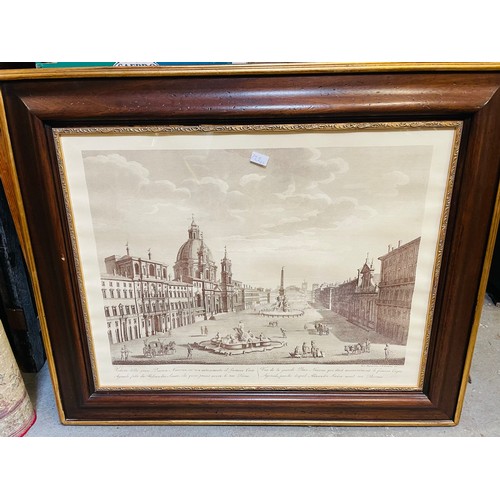 123 - Pair of large framed prints French of urban scenes