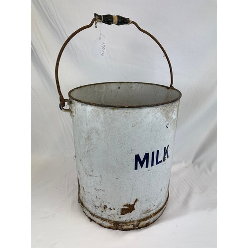 133 - Large white enamel milk bucket