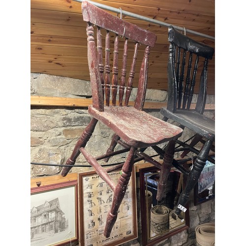 135 - 3 antique pine kitchen chairs