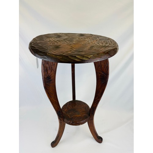 228 - Pair of carved oak tables, 27'' h x 16'' d