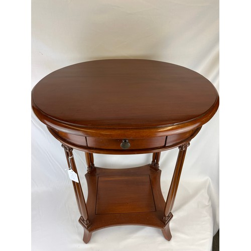 232 - Pair of oval hall tables with drawers, 21''w x 28''h