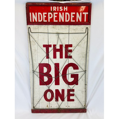 350 - IRISH independent wood sign with perspex advertising sign on top, 21'' x 39''