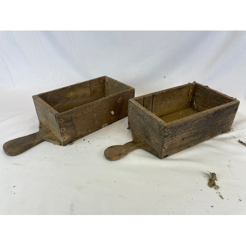 357 - 2 vintage timber church collection boxes