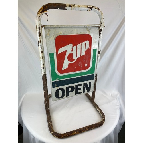 358 - Vintage 7UP shop sign, 2 sided, 19''w x 34''h