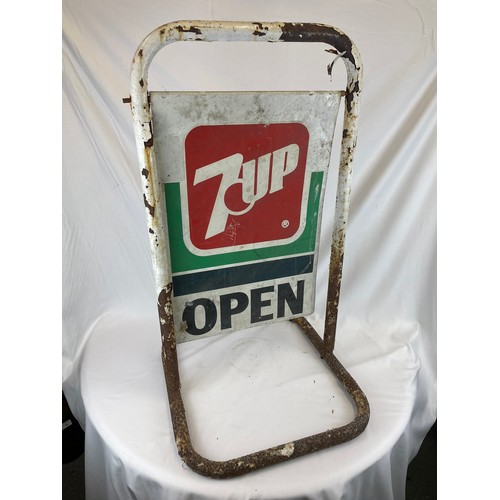 358 - Vintage 7UP shop sign, 2 sided, 19''w x 34''h