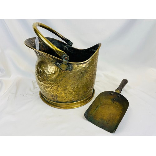 168 - Brass coal bucket and shovel