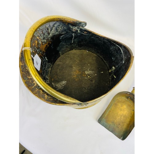 168 - Brass coal bucket and shovel