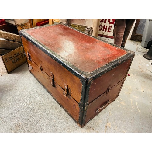 291 - Large Victorian travel trunk complete with clothes hanging rails