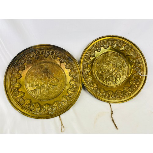 385 - A pair of brass plaques