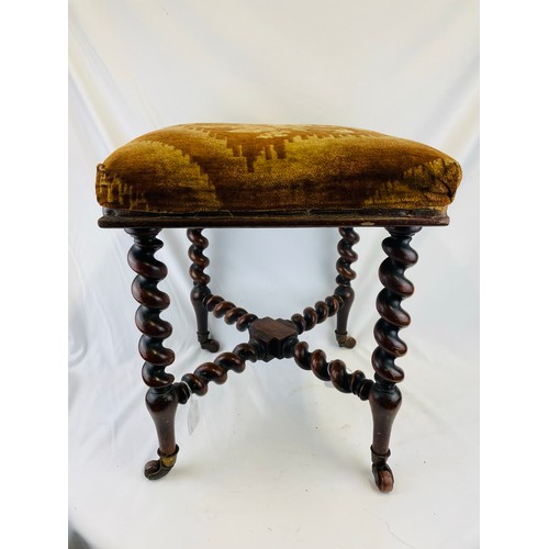 364 - Victorian barley twist piano stool on castors