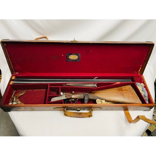 360 - Armstrong box lock side by side shotgun with original leather case