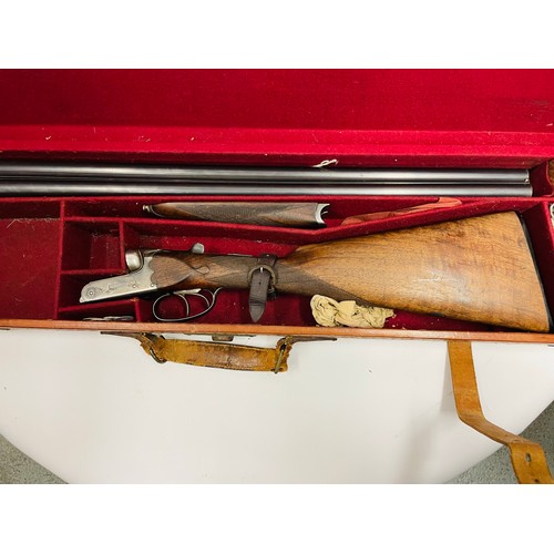 360 - Armstrong box lock side by side shotgun with original leather case