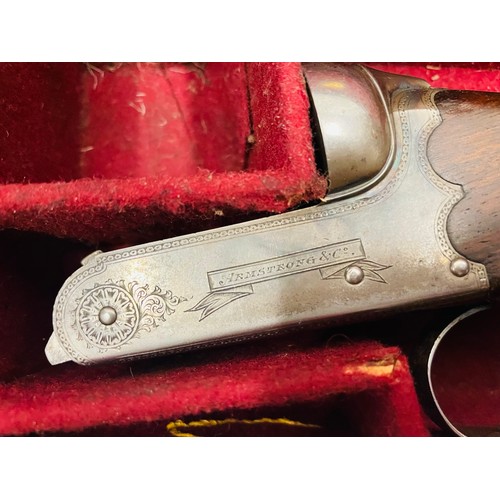 360 - Armstrong box lock side by side shotgun with original leather case