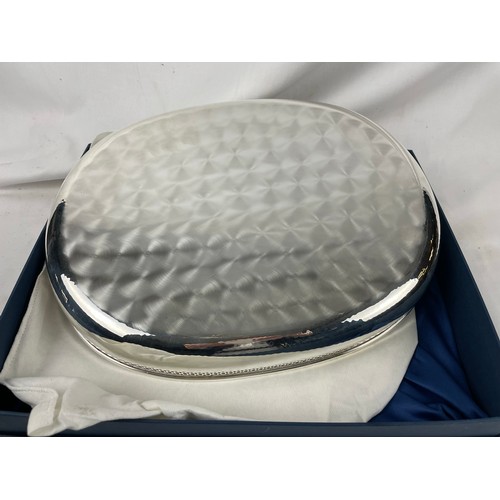 329A - Silver plated tray, new, in presentation box, 38cm x 28 cm