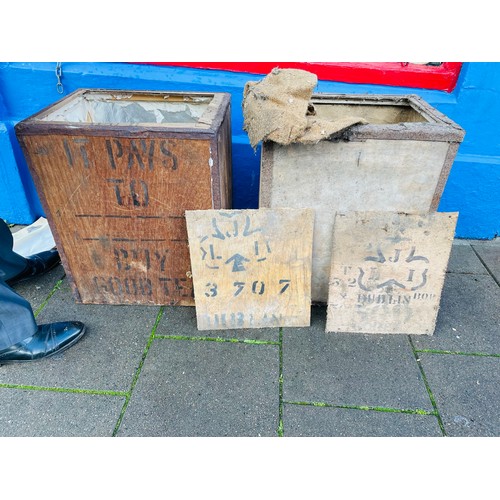 359 - 2 vintage tea chests -Dublin/ Shanagolden