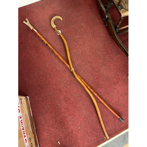 396 - 3 rare hand crafted walking sticks