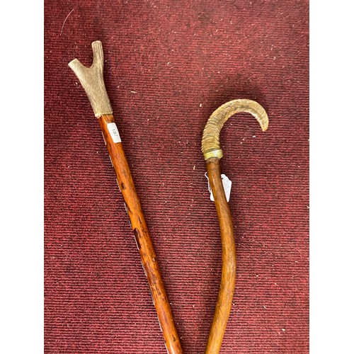 396 - 3 rare hand crafted walking sticks