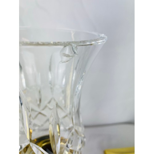 74 - A superb pair Waterford Crystal set including 2 candlesticks and a large tea light holder (small chi... 