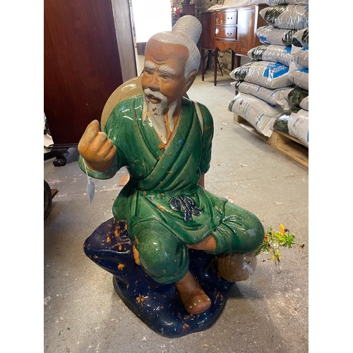 116 - Porcelain hand painted and glazed Oriental large figure, 32''h