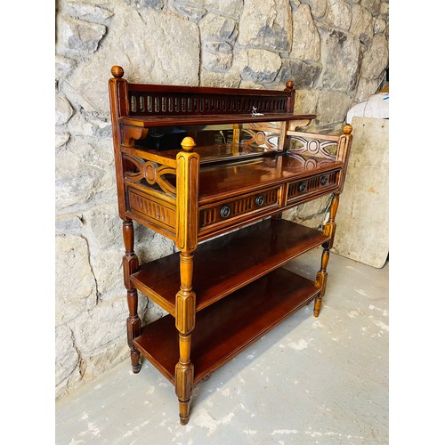 113 - Mahogany 4 tier what not, 41''h x 12''d x 33''w