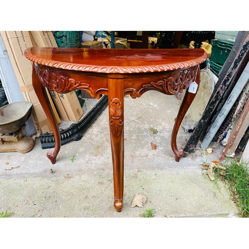 115 - Mahogany Half moon hall table 29''h x 36'' d