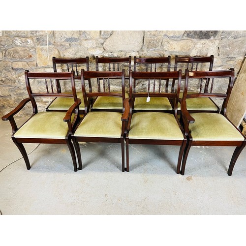 79 - A set of 6 Edwardian inlaid dining chairs plus 2 matching carvers