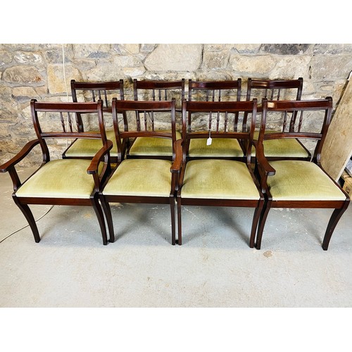 79 - A set of 6 Edwardian inlaid dining chairs plus 2 matching carvers